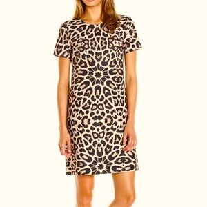 Tommy Hilfiger  Sunburst Leopard Short Sleeve Shift Neutral Multi dress size 10